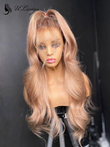 LUVME HAIR PINK COLOR BODY WAVE VIRGIN HAIR LACE FRONT WIG TRANSPARENT LACE WITH BLEACHED KNOTS ULWIGS118