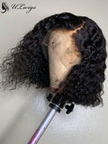 Pre-plucked Curly Wavy Bob Virgin Hair 360 Lave Frontal Wig [ULWIGS39] - ULwigs