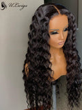Fake Scalp Virgin Hair Deep Wave Lace Front Wig With Bleache Knots [ULWIGS21] - ULwigs