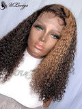 Short Hair Mix Two Tone Color Curly 180% Density 13*4 Lace Front Wig [ULWIGS57] - ULwigs