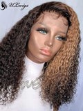 Short Hair Mix Two Tone Color Curly 180% Density 13*4 Lace Front Wig [ULWIGS57] - ULwigs
