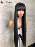 Straight 360 Lace Wig Brazilian Virgin Human Hair With Bangs [ULwigs02] - ULwigs