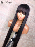 Straight 360 Lace Wig Brazilian Virgin Human Hair With Bangs [ULwigs02] - ULwigs