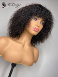 Summer Bob Curly Wig 360 Lace Wig With Bangs Bleached Knots ULWIGS135