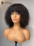 Summer Bob Curly Wig 360 Lace Wig With Bangs Bleached Knots ULWIGS135