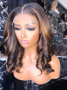 LUVME HAIR HIGHLIGHT WAVY PREPLUCKED LACE FRONT WIG WITH BLEACHED KNOTS ULWIGS