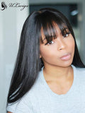 Thick 13*4 Long Straight Lace Front Human Hair Wig With Bangs [ULWIGS04] - ULwigs