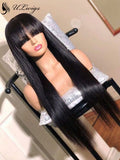 Thick 13*4 Long Straight Lace Front Human Hair Wig With Bangs [ULWIGS04] - ULwigs