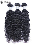 ULWIGS 3 BundlesPack Huamn Virgin Hair Weave Ocean Wave Natural Black Color