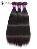 ULWIGS 3 Bundles/Pack Virgin Human Hair Extensions Straight Natural Black Color