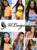 ULWIGS 3 Bundles/Pack Virgin Human Hair Extensions Straight Natural Black Color